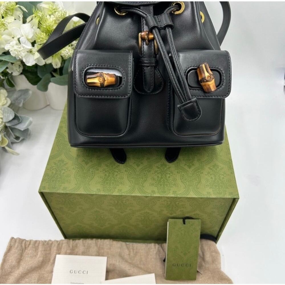 Gucci leather bamboo backpack made in Italy NWT - Picture 3 of 15